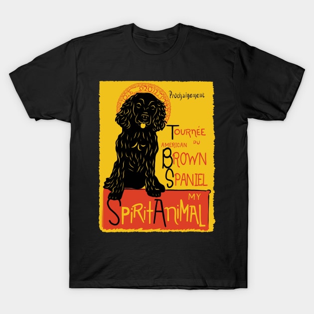 Funny American Water Spaniel Cute Dog Chat Noir Mashup Art T-Shirt by Get Hopped Apparel